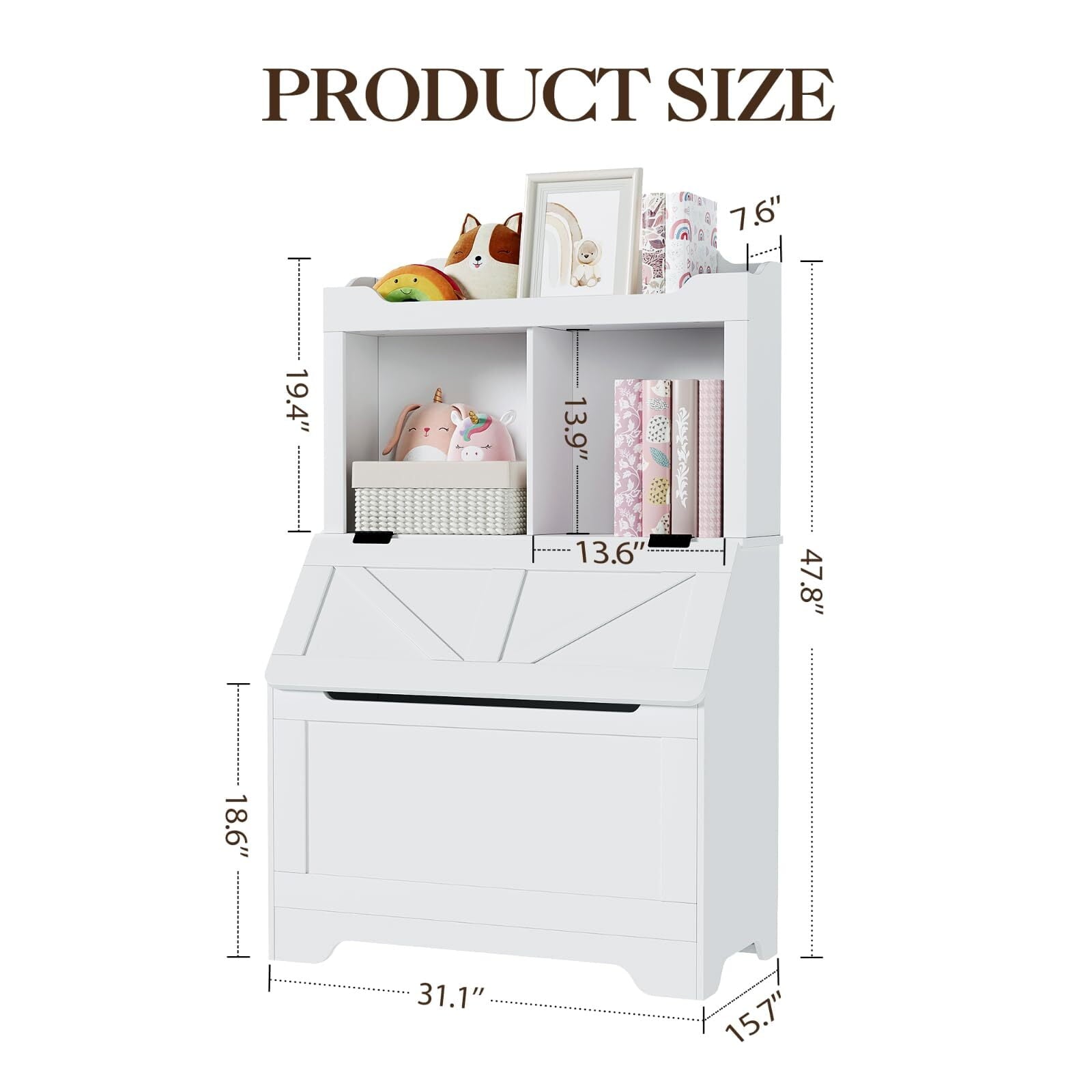 47.8''H Children Bookcase Children's Bookshelf w/Toy Storage Cabinet for Boys/Girls Toy Storage Organizer for Kids Large Wooden Toy Box Chest with Lid for Kindergarten
