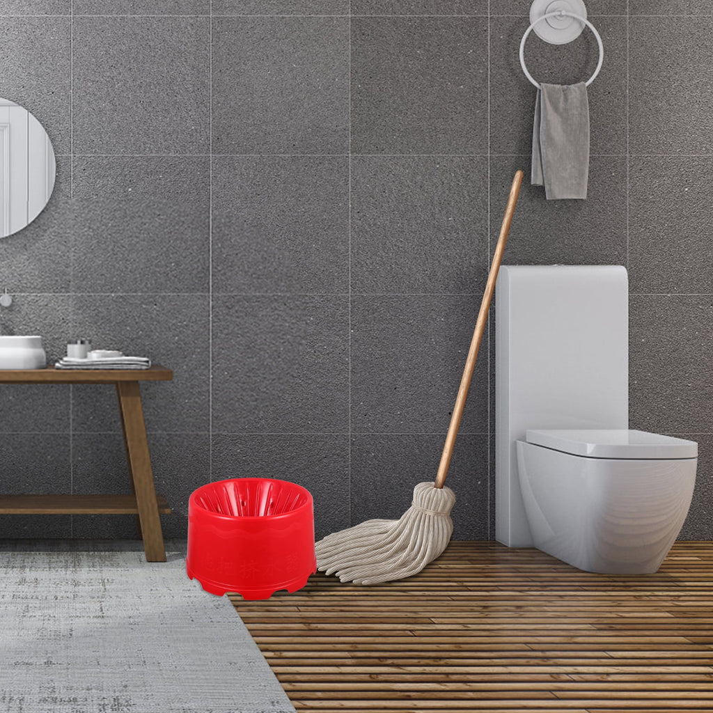 Small Squeegee Bucket with Mop for Doll House Cleaning, Old-Fashioned Water Pressing Truck, Compact and Rosy Design