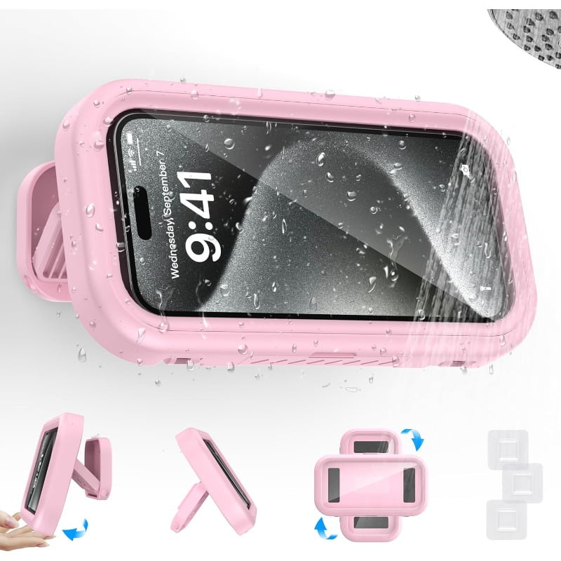 Shower Phone Holder Waterproof 360 Degree Rotating Shower Phone Case Bathroom Wall Mount for iPhone 14 13 12 11 Pro Max XS XR, Max 6.8’ Phone