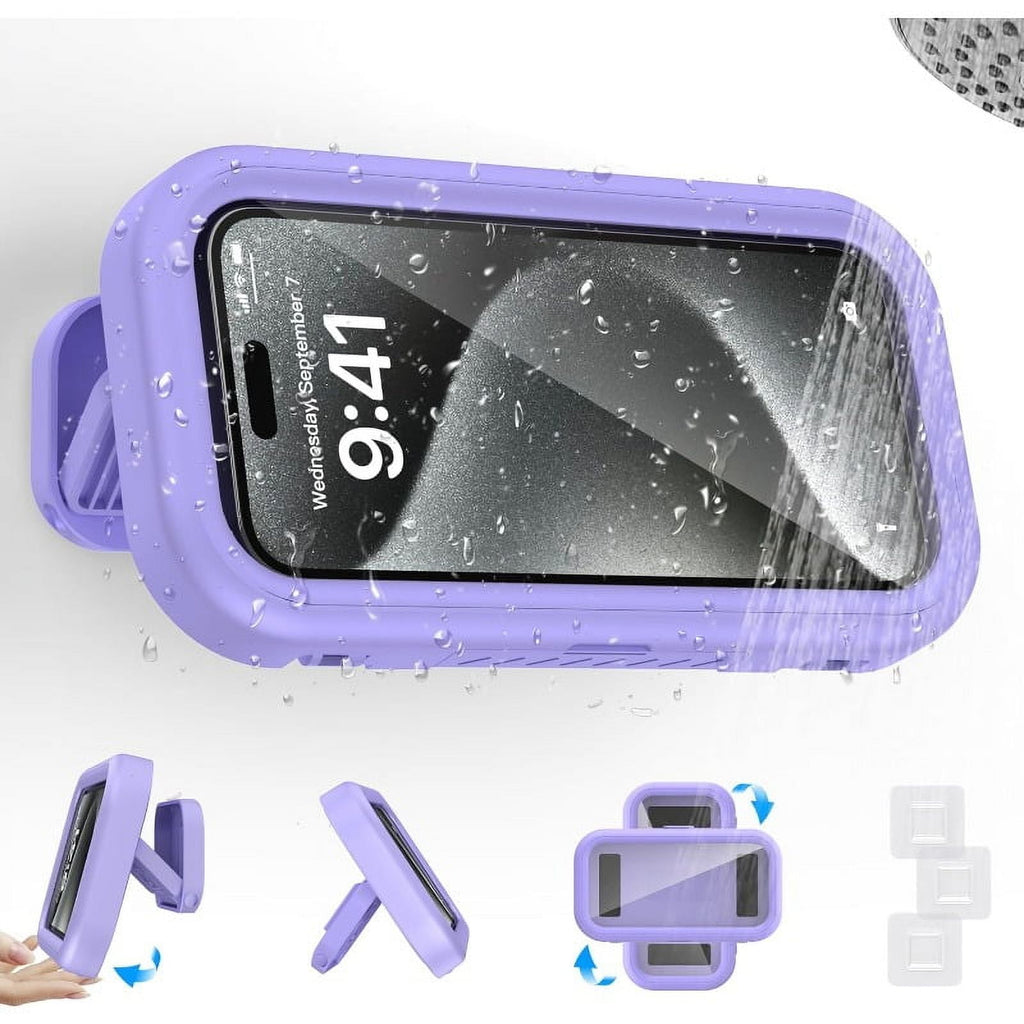 Shower Phone Holder Waterproof 360 Degree Rotating Shower Phone Case Bathroom Wall Mount for iPhone 14 13 12 11 Pro Max XS XR, Max 6.8’ Phone