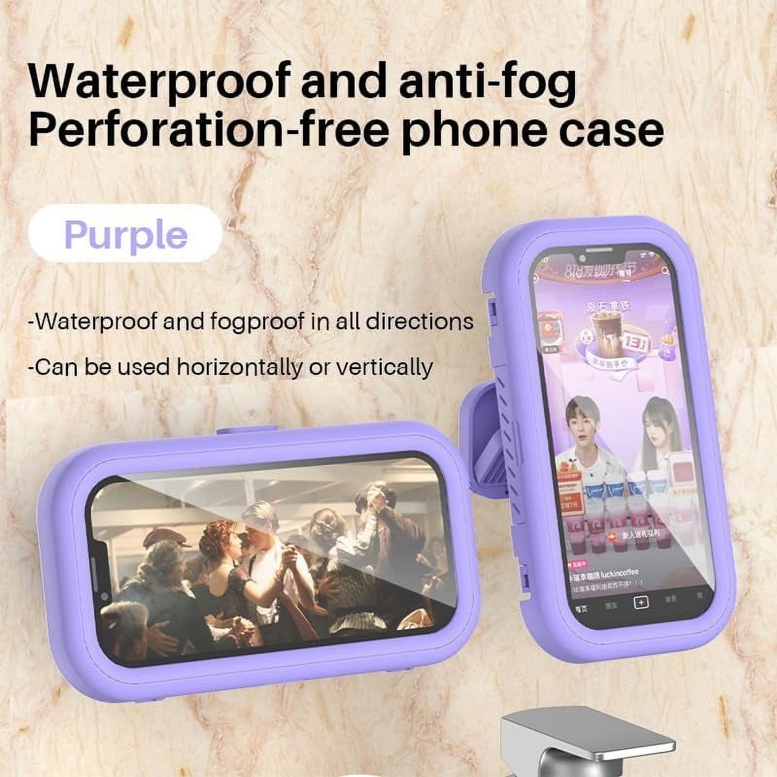 Shower Phone Holder Waterproof 360 Degree Rotating Shower Phone Case Bathroom Wall Mount for iPhone 14 13 12 11 Pro Max XS XR, Max 6.8’ Phone