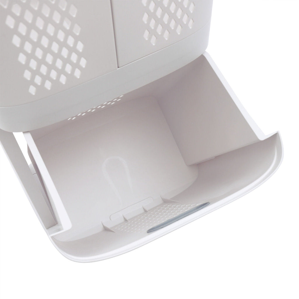 Bathroom Laundry Basket Clothes Storage Basket Movable Household Kitchen Storage Shelf Fruit Stand Bathroom Organizer with Wheels Off-White