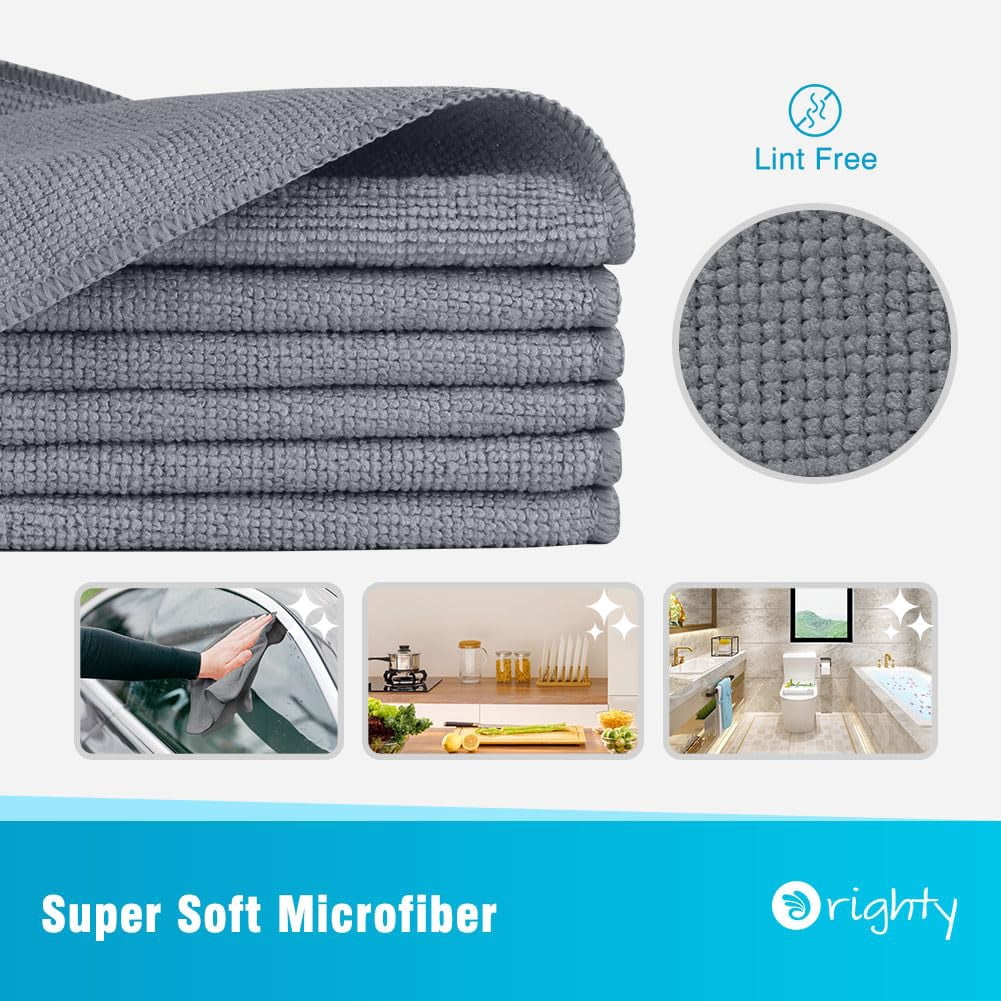 Microfiber Cleaning Cloth Pack Of 24, Microfiber Towels For Cars, Highly Absorbent Car Cleaning Supplies, Lint Free Cloths Clean Rags For Car Care, House, Kitchen, 12x11 Inch, Multicolor