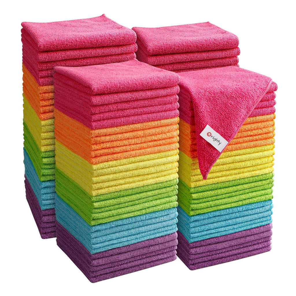 Microfiber Cleaning Cloth Pack Of 24, Microfiber Towels For Cars, Highly Absorbent Car Cleaning Supplies, Lint Free Cloths Clean Rags For Car Care, House, Kitchen, 12x11 Inch, Multicolor