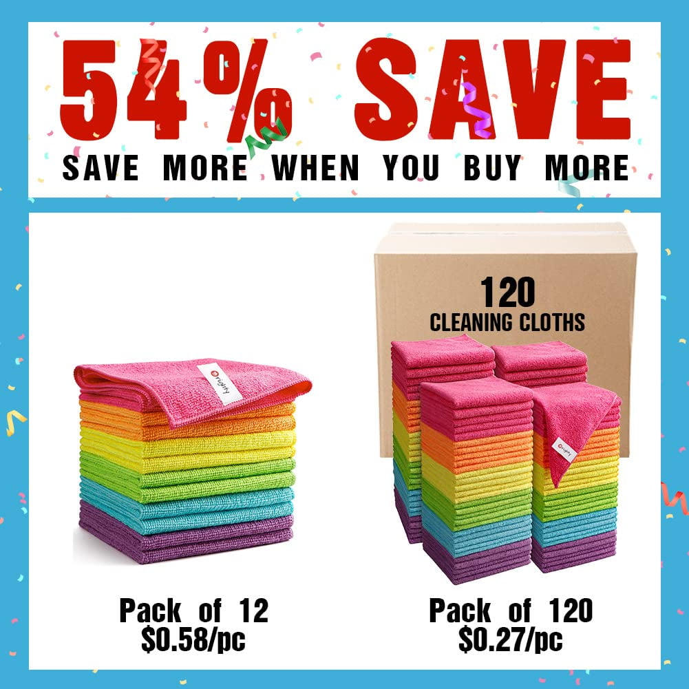 Microfiber Cleaning Cloth Pack Of 24, Microfiber Towels For Cars, Highly Absorbent Car Cleaning Supplies, Lint Free Cloths Clean Rags For Car Care, House, Kitchen, 12x11 Inch, Multicolor