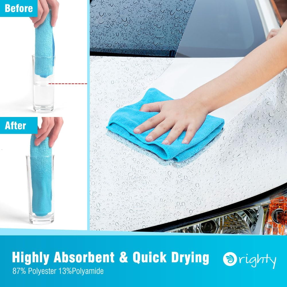 Microfiber Cleaning Cloth Pack Of 24, Microfiber Towels For Cars, Highly Absorbent Car Cleaning Supplies, Lint Free Cloths Clean Rags For Car Care, House, Kitchen, 12x11 Inch, Multicolor