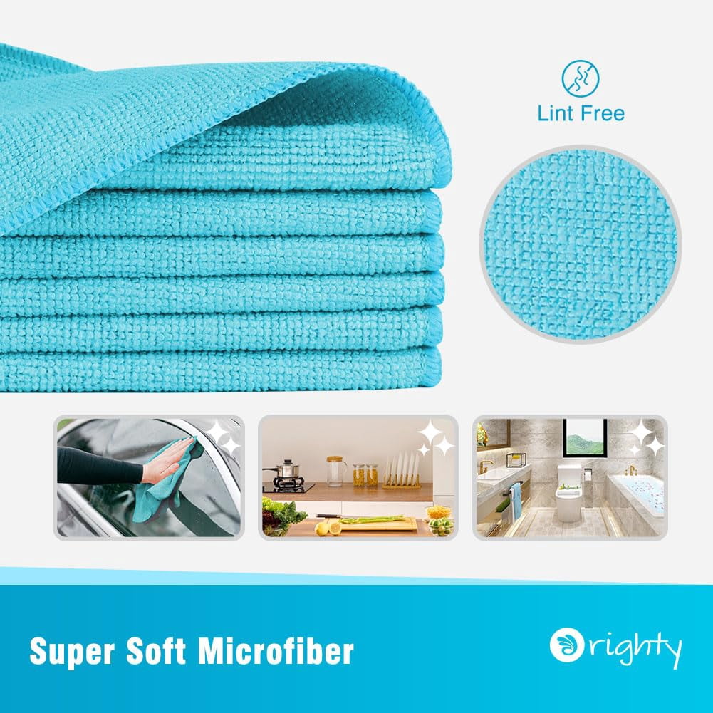 Microfiber Cleaning Cloth Pack Of 24, Microfiber Towels For Cars, Highly Absorbent Car Cleaning Supplies, Lint Free Cloths Clean Rags For Car Care, House, Kitchen, 12x11 Inch, Multicolor