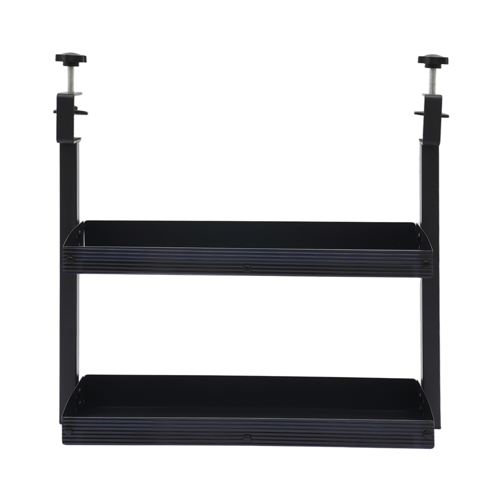 Desktop or Under-Desk Shelf Clamp-on 2-Tier Shelving W/ Adjustable Storage Tray