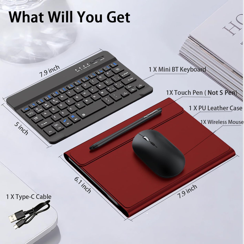 for Samsung Galaxy Z Fold 7 6 5 4 3 Shockproof Case With Keyboard and Mouse, Portable Bluetooth Keyboard with Leather Case and Capacitive Pen, 4 in 1 Set for Z Fold7 6 5 4 3 Accessories,Black