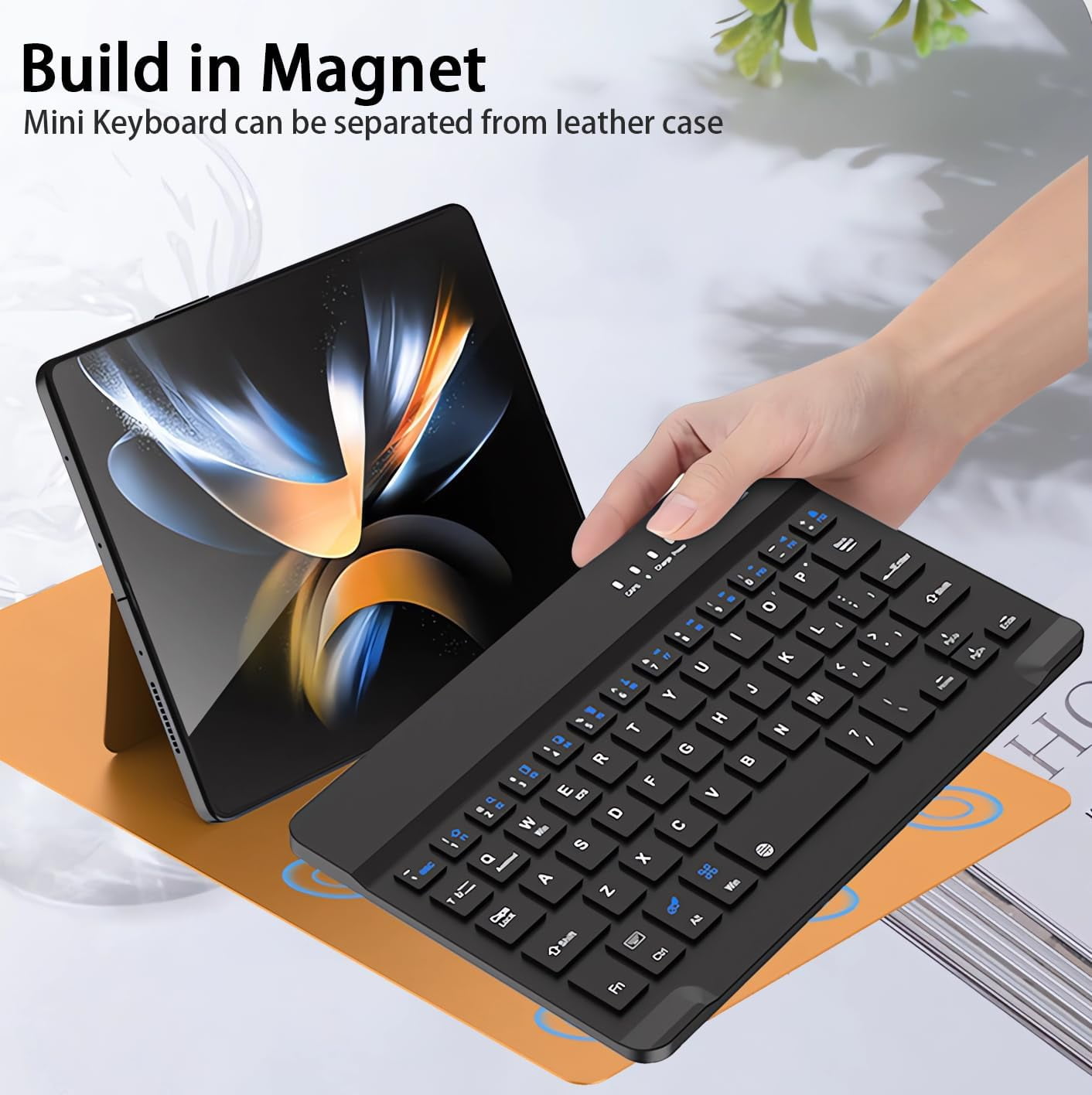 for Samsung Galaxy Z Fold 7 6 5 4 3 Shockproof Case With Keyboard and Mouse, Portable Bluetooth Keyboard with Leather Case and Capacitive Pen, 4 in 1 Set for Z Fold7 6 5 4 3 Accessories,Black