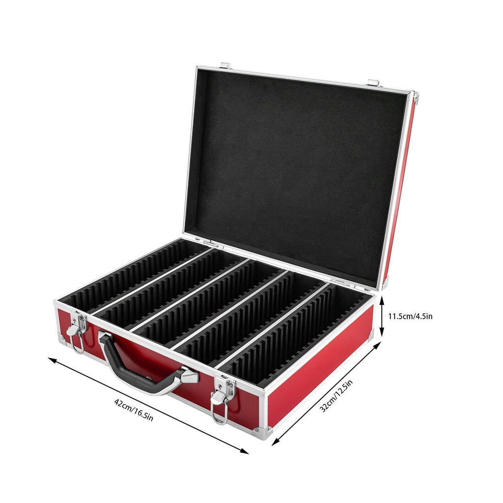 Aluminum Alloy Coin Storage &amp; Display Box Holds 100 Coins Holders Slabs Red Case