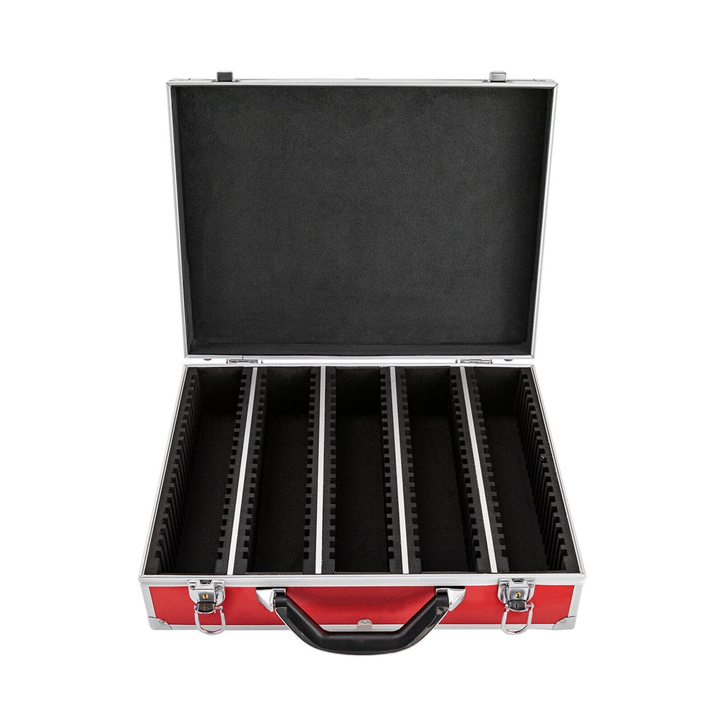 Aluminum Alloy Coin Storage &amp; Display Box Holds 100 Coins Holders Slabs Red Case