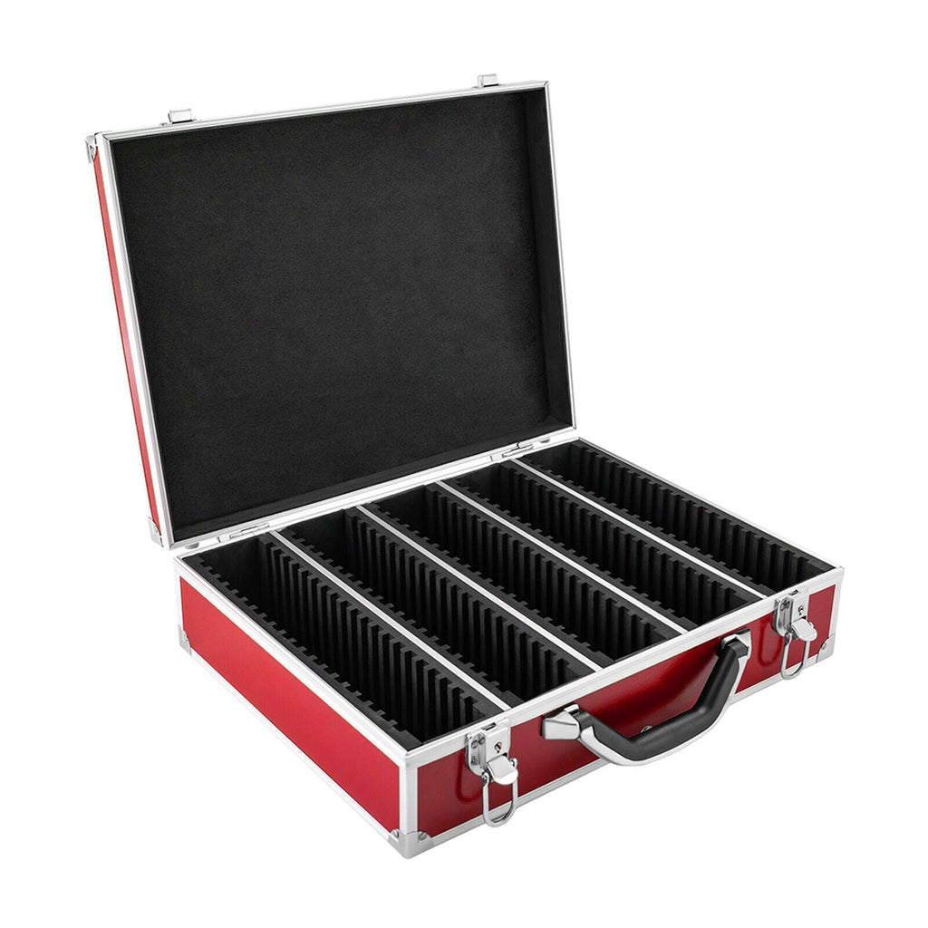 Aluminum Alloy Coin Storage &amp; Display Box Holds 100 Coins Holders Slabs Red Case