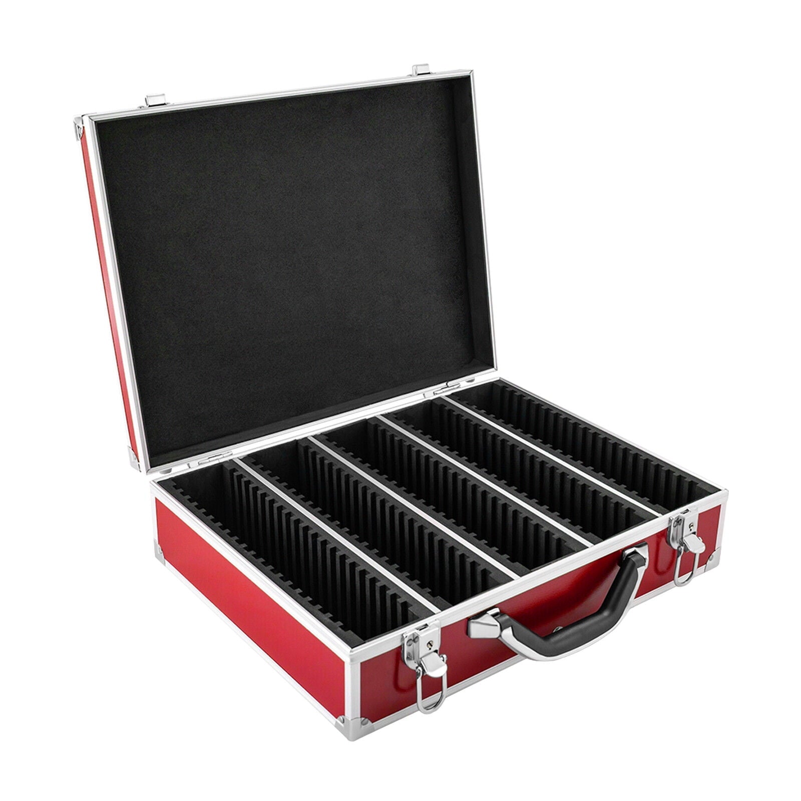 Aluminum Alloy Coin Storage &amp; Display Box Holds 100 Coins Holders Slabs Red Case