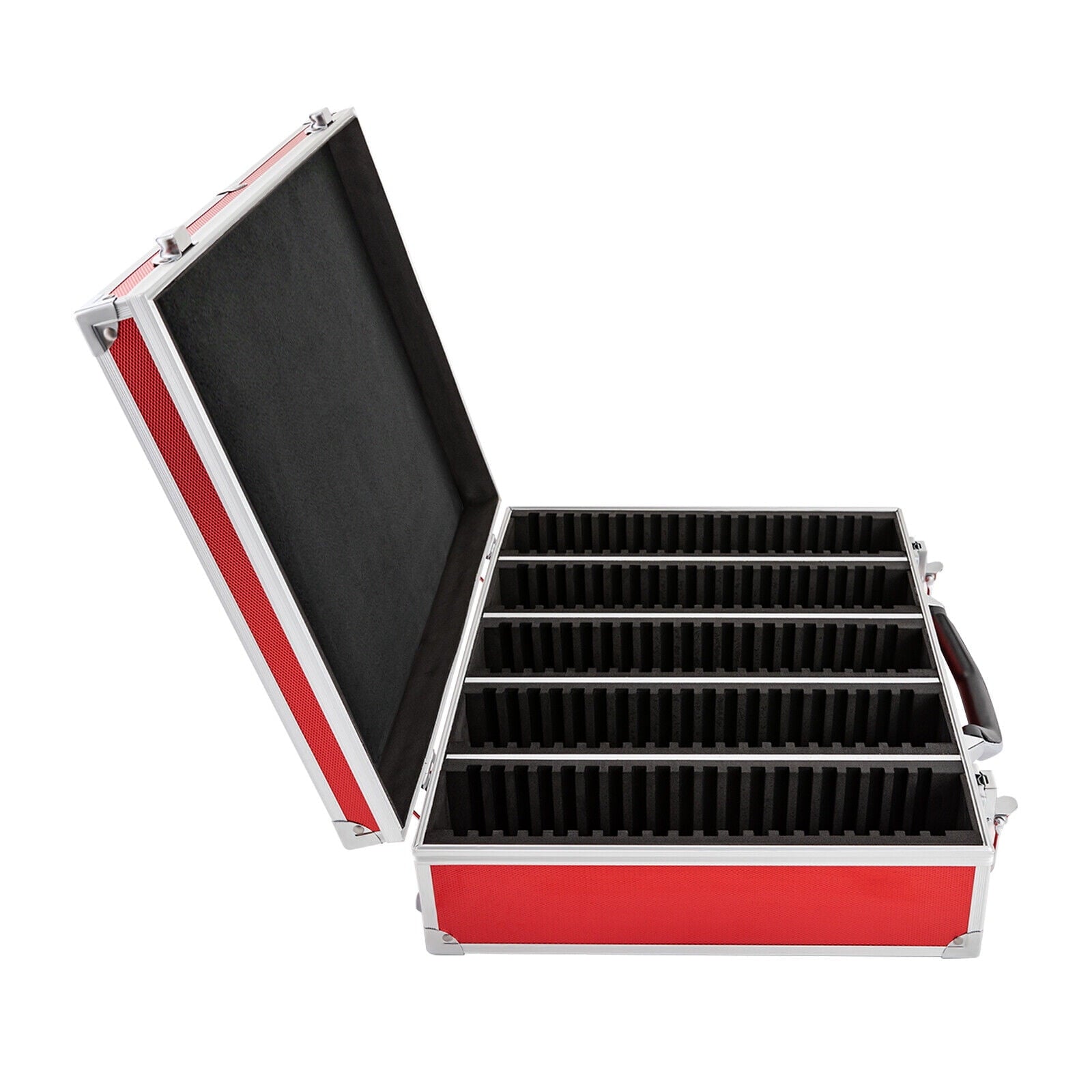 Aluminum Alloy Coin Storage &amp; Display Box Holds 100 Coins Holders Slabs Red Case