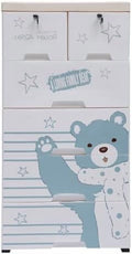 Plastic Drawers Dresser, Closet Drawers, Plastic Drawer Storage for Clothes, Polar Bear Storage Cabinet with 6 Drawers, Dresser Organizer with 5 Wheels for Bedroom Children's Rooms