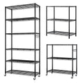 6-Tier Heavy-Duty Adjustable Storage Shelf with Wheels &amp; Leveling Feet, 200lbs/Layer Capacity, Black Iron Frame, 35.4"x15.7"x72.8" for Home/Commercial Use