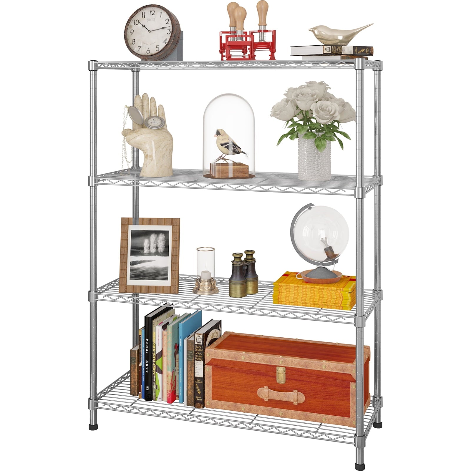6-Tier Heavy-Duty Adjustable Storage Shelf with Wheels &amp; Leveling Feet, 200lbs/Layer Capacity, Black Iron Frame, 35.4"x15.7"x72.8" for Home/Commercial Use