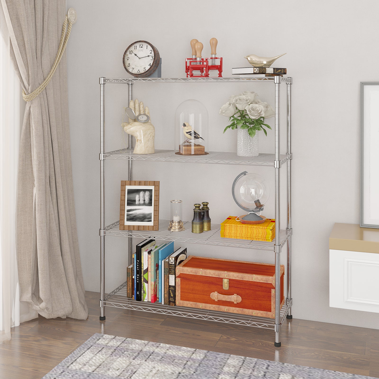 6-Tier Heavy-Duty Adjustable Storage Shelf with Wheels &amp; Leveling Feet, 200lbs/Layer Capacity, Black Iron Frame, 35.4"x15.7"x72.8" for Home/Commercial Use
