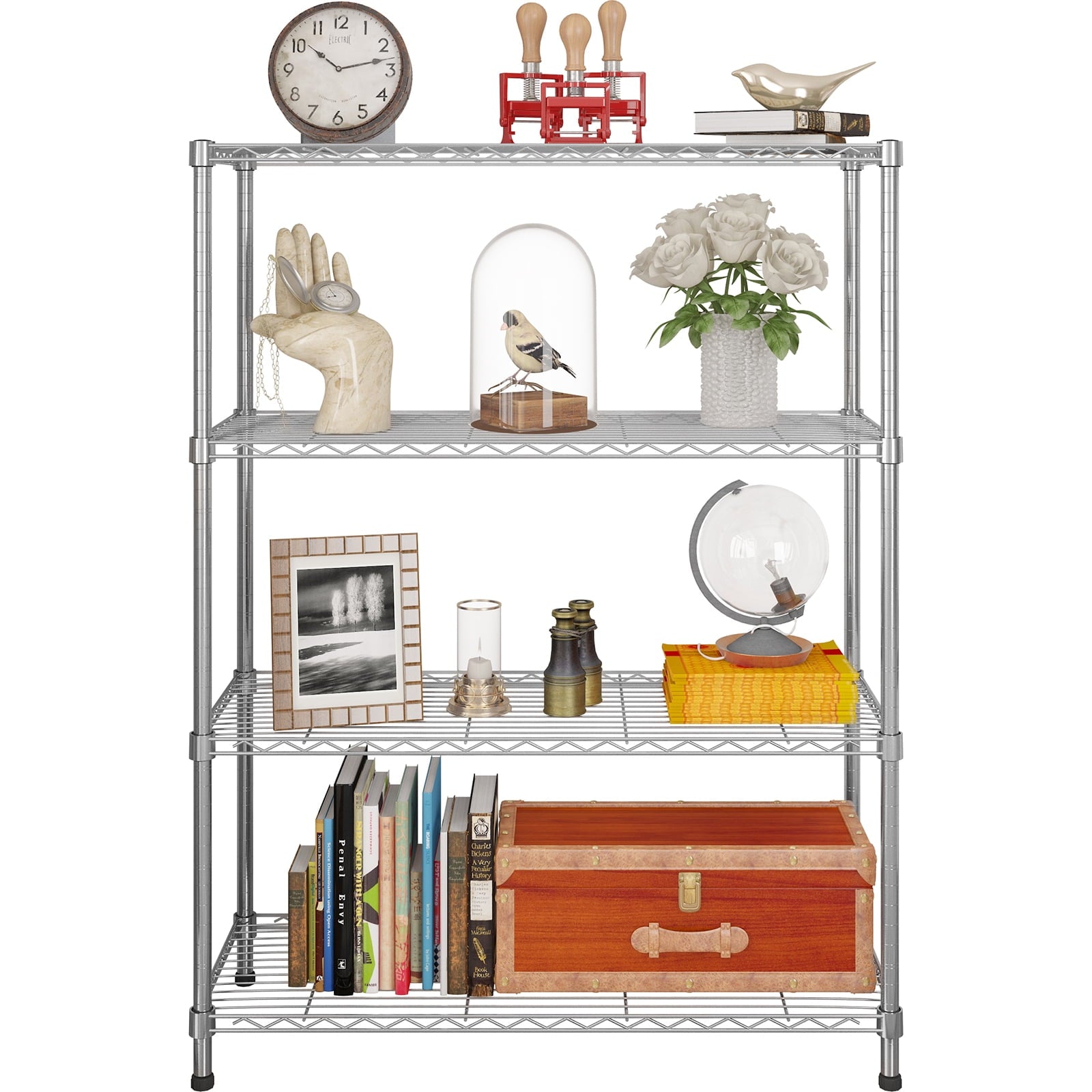 6-Tier Heavy-Duty Adjustable Storage Shelf with Wheels &amp; Leveling Feet, 200lbs/Layer Capacity, Black Iron Frame, 35.4"x15.7"x72.8" for Home/Commercial Use