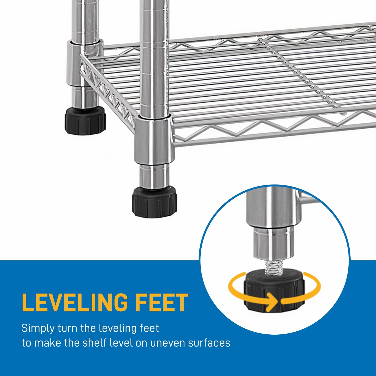 6-Tier Heavy-Duty Adjustable Storage Shelf with Wheels &amp; Leveling Feet, 200lbs/Layer Capacity, Black Iron Frame, 35.4"x15.7"x72.8" for Home/Commercial Use
