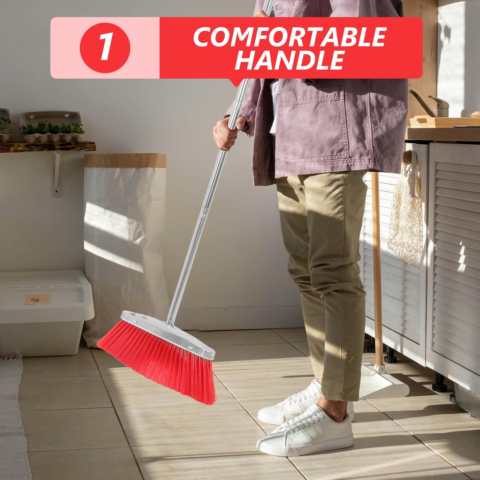 Stainless Steel Broom Brooms Floor Clean Broom Indoor Dust Broom Heavy Duty Floor Broom