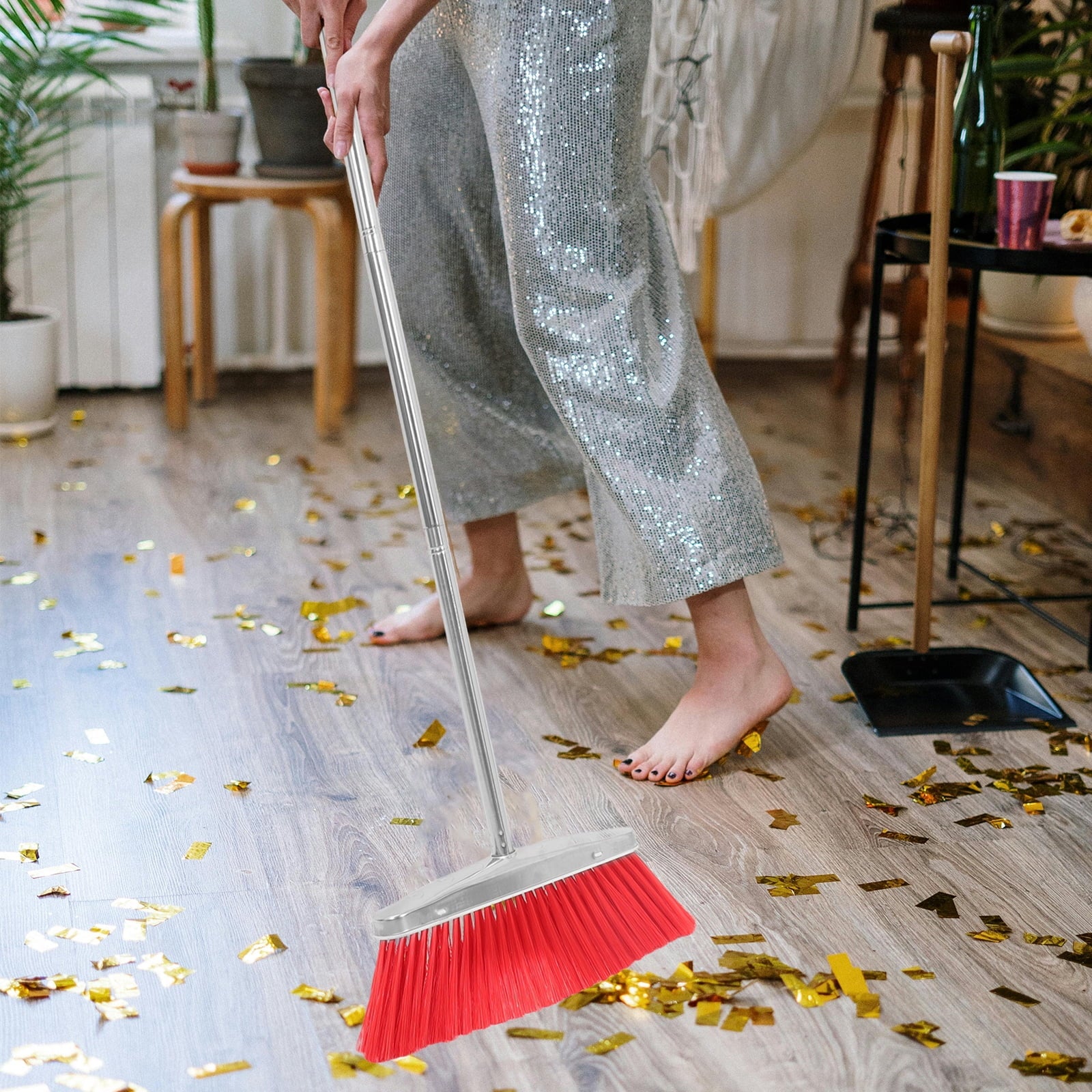 Stainless Steel Broom Brooms Floor Clean Broom Indoor Dust Broom Heavy Duty Floor Broom