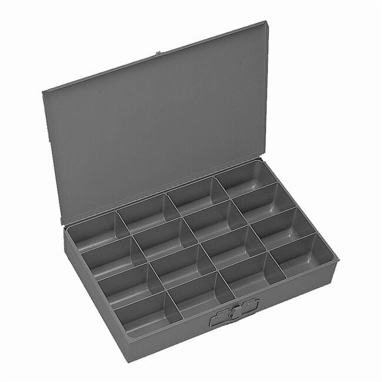 Steel, 16 compartments, 12 1/2 in D x 3 1/8 in H x 18 3/8 in W