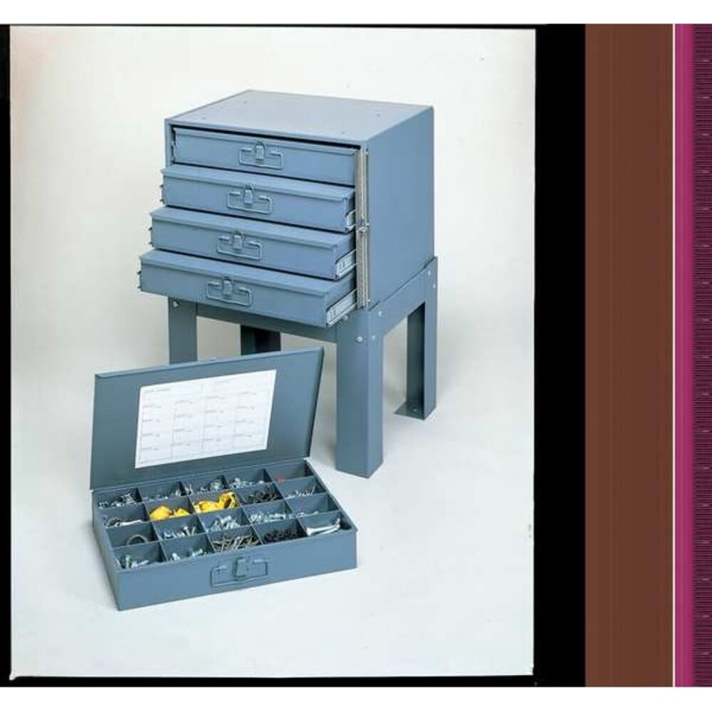 Steel, 16 compartments, 12 1/2 in D x 3 1/8 in H x 18 3/8 in W
