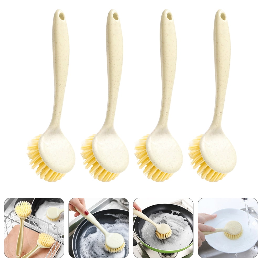 unbranded  4 Pcs Household Cleaning Tools Dish Brush Natural Bristles Beige