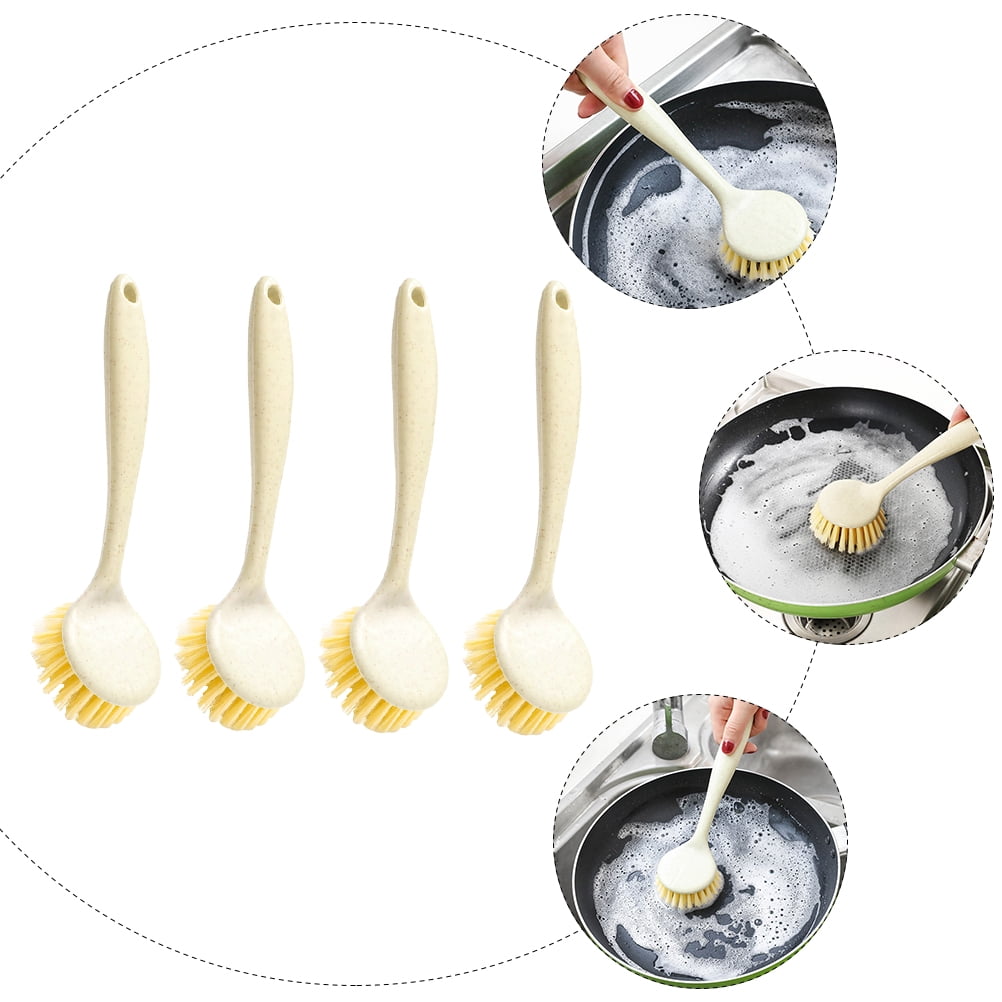 unbranded  4 Pcs Household Cleaning Tools Dish Brush Natural Bristles Beige