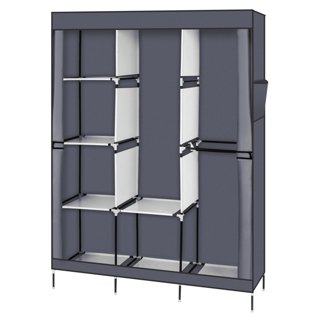 71" Portable Closet Wardrobe with Shelves - Gray Freestanding Storage Organizer, No-Tool Assembly, Dustproof Cover for Bedroom/Closet
