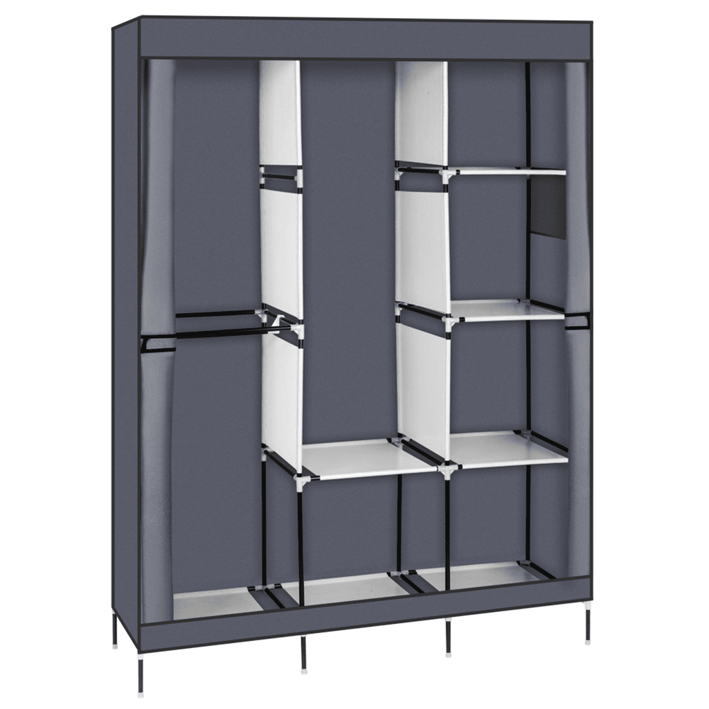 71" Portable Closet Wardrobe with Shelves - Gray Freestanding Storage Organizer, No-Tool Assembly, Dustproof Cover for Bedroom/Closet
