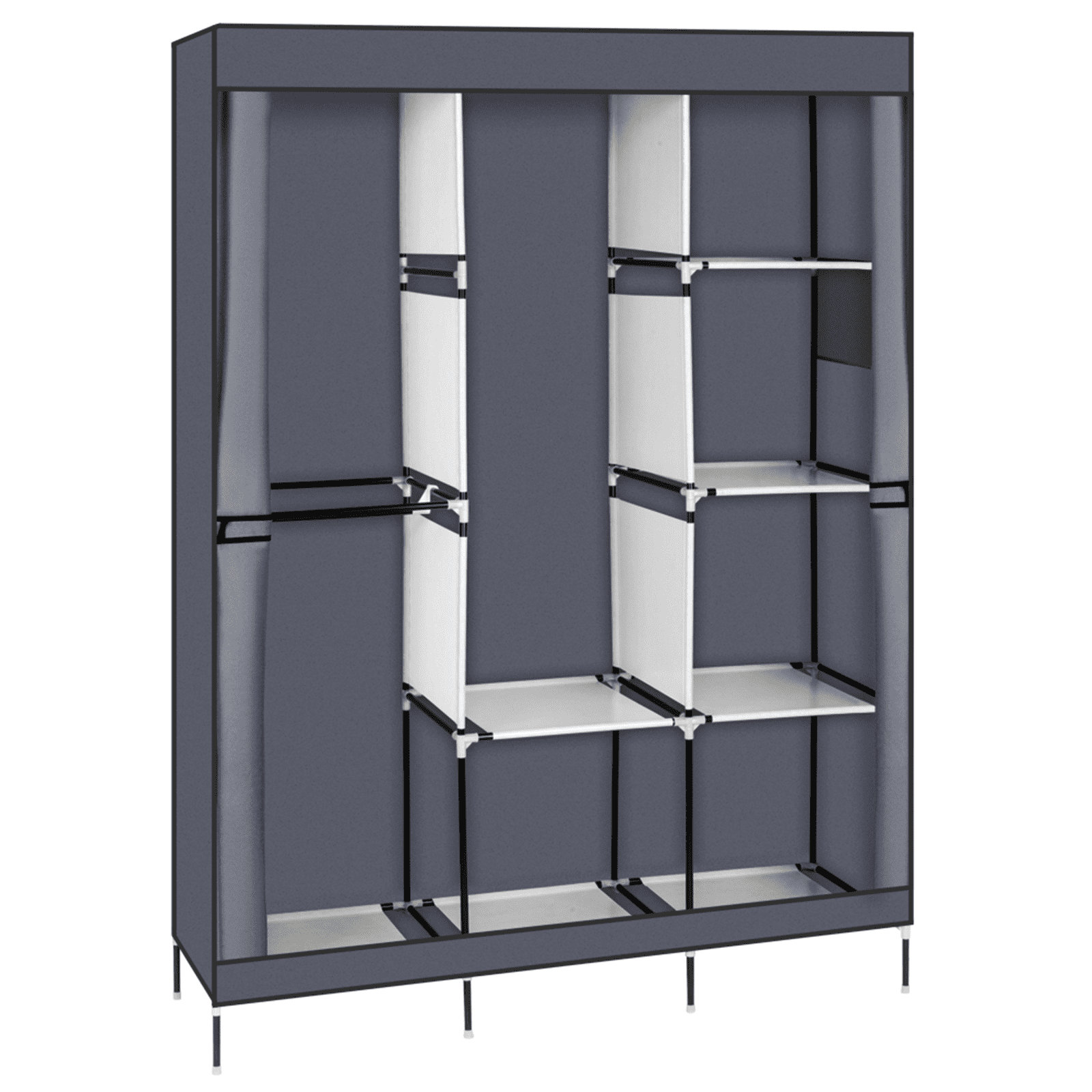 71" Portable Closet Wardrobe with Shelves - Gray Freestanding Storage Organizer, No-Tool Assembly, Dustproof Cover for Bedroom/Closet