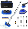 64'' Car Wash Brush with Long Handle, RV Flow-Through Wash Brush with Adjustable Handle, Anti-Scratch Plus Size Soft Car Wash Brush Mop with Hose Attachment Car Wash Kit for SUV RV Truck Boat