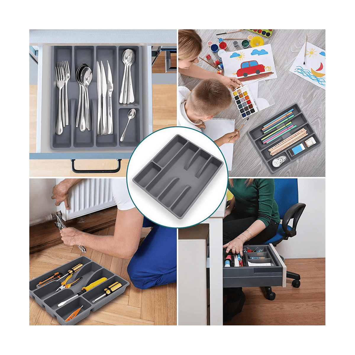 Drawer Kitchen Drawer Organizer Silverware Holder Utensil Organizer Cutlery Organizer Tray Plastic Flatware