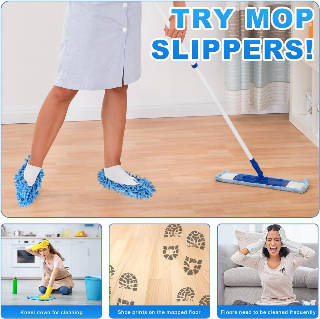 Mop Slippers Shoes 10 Pairs- Microfiber Cleaning House Mop Slippers, Floor Cleaning Tools Shoe Cover, Soft Machine Washable Reusable Microfiber Foot Socks for House Kitchen Office (20 Pieces)