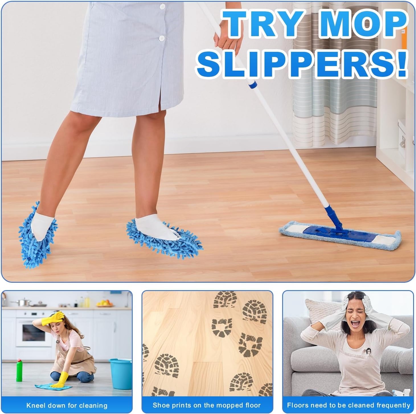 Mop Slippers Shoes 10 Pairs- Microfiber Cleaning House Mop Slippers, Floor Cleaning Tools Shoe Cover, Soft Machine Washable Reusable Microfiber Foot Socks for House Kitchen Office (20 Pieces)