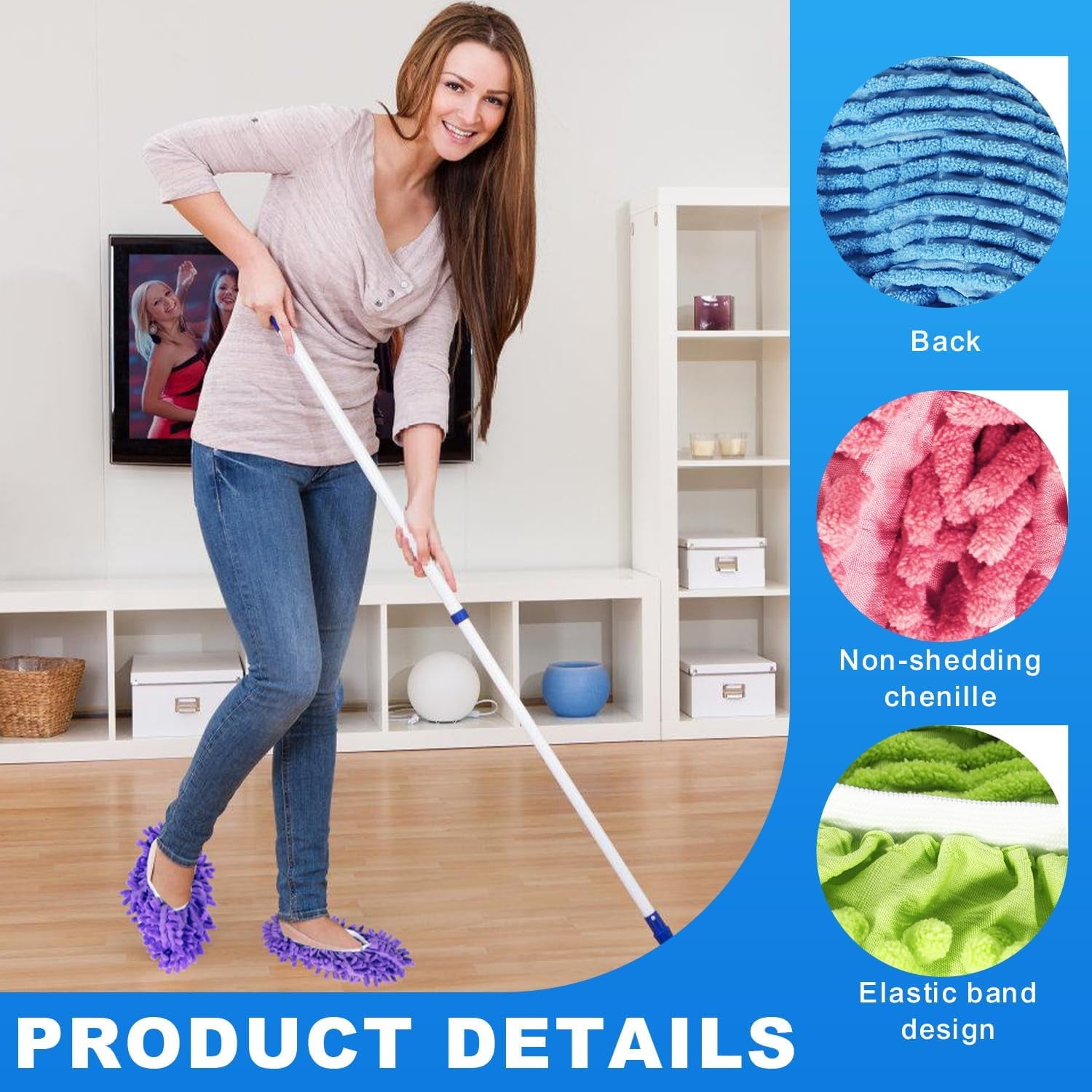 Mop Slippers Shoes 10 Pairs- Microfiber Cleaning House Mop Slippers, Floor Cleaning Tools Shoe Cover, Soft Machine Washable Reusable Microfiber Foot Socks for House Kitchen Office (20 Pieces)