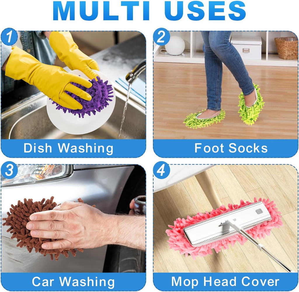 Mop Slippers Shoes 10 Pairs- Microfiber Cleaning House Mop Slippers, Floor Cleaning Tools Shoe Cover, Soft Machine Washable Reusable Microfiber Foot Socks for House Kitchen Office (20 Pieces)