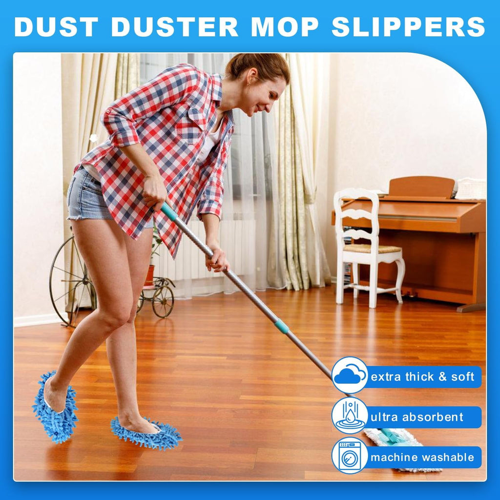 Mop Slippers Shoes 10 Pairs- Microfiber Cleaning House Mop Slippers, Floor Cleaning Tools Shoe Cover, Soft Machine Washable Reusable Microfiber Foot Socks for House Kitchen Office (20 Pieces)