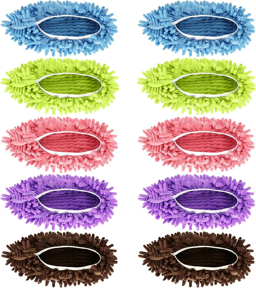 Mop Slippers Shoes 10 Pairs- Microfiber Cleaning House Mop Slippers, Floor Cleaning Tools Shoe Cover, Soft Machine Washable Reusable Microfiber Foot Socks for House Kitchen Office (20 Pieces)