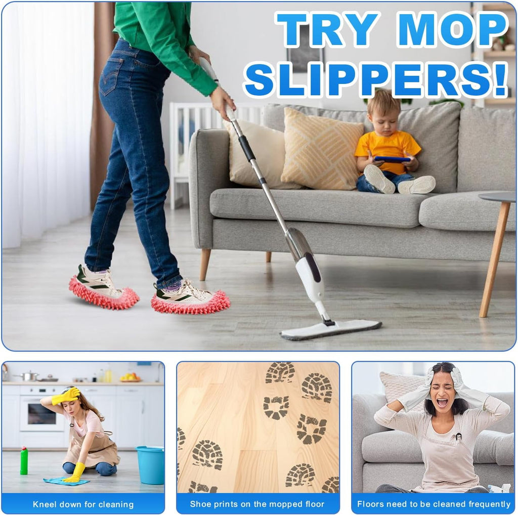Mop Slippers Shoes 10 Pairs- Microfiber Cleaning House Mop Slippers, Floor Cleaning Tools Shoe Cover, Soft Machine Washable Reusable Microfiber Foot Socks for House Kitchen Office (20 Pieces)