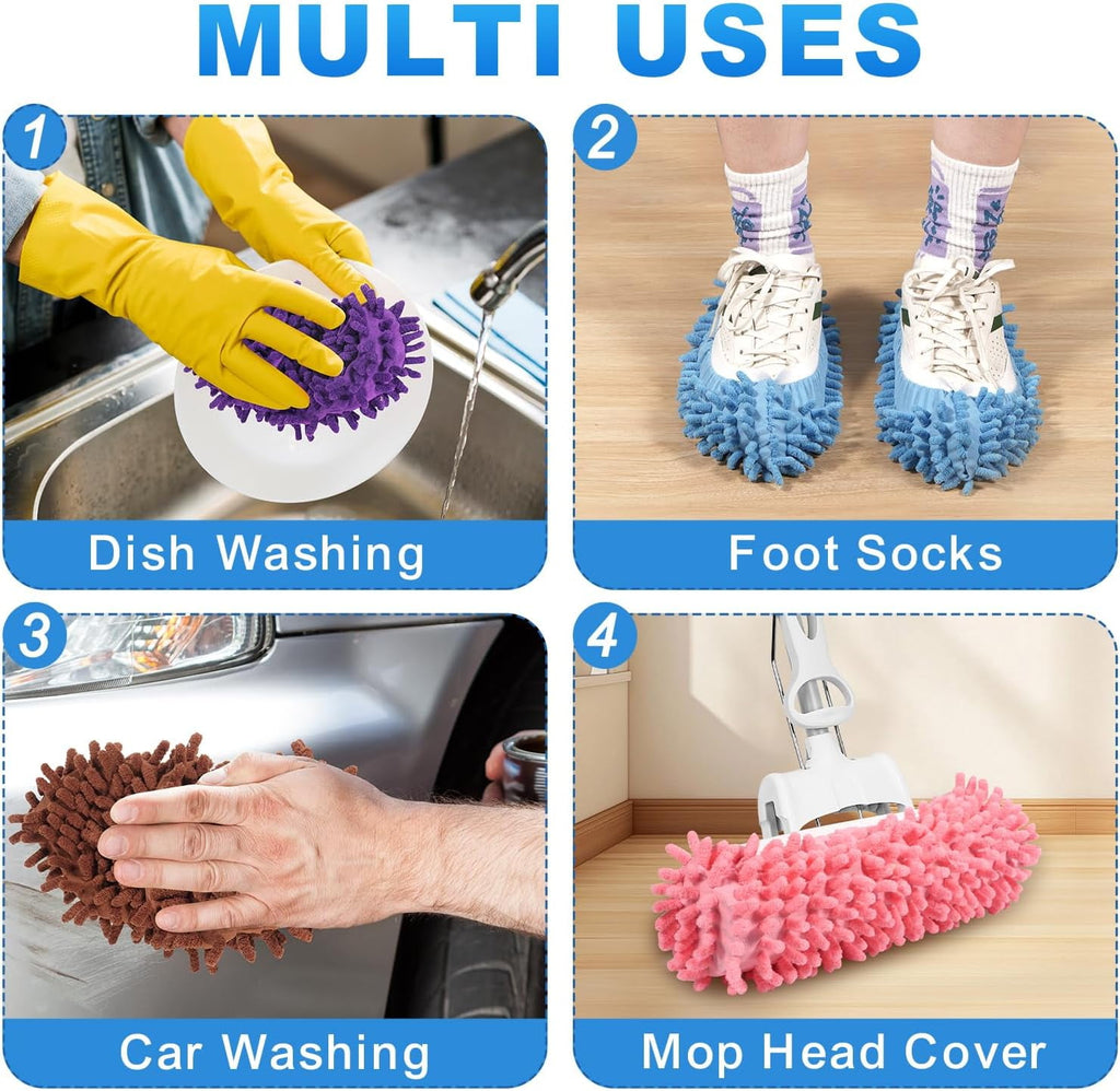 Mop Slippers Shoes 10 Pairs- Microfiber Cleaning House Mop Slippers, Floor Cleaning Tools Shoe Cover, Soft Machine Washable Reusable Microfiber Foot Socks for House Kitchen Office (20 Pieces)
