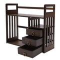 Bamboo Bookshelf Desktop Organizer Desk Rack Storage Shelves W/3 Drawers Office