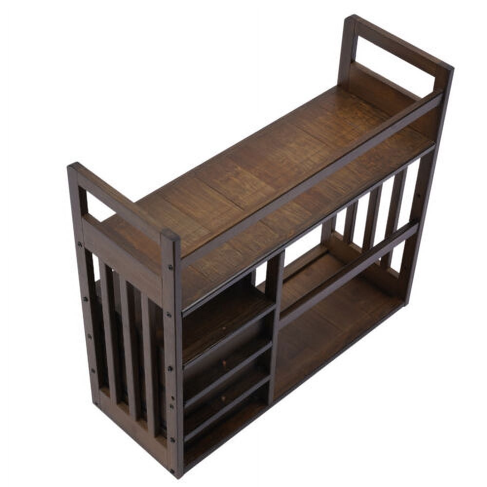 Bamboo Bookshelf Desktop Organizer Desk Rack Storage Shelves W/3 Drawers Office