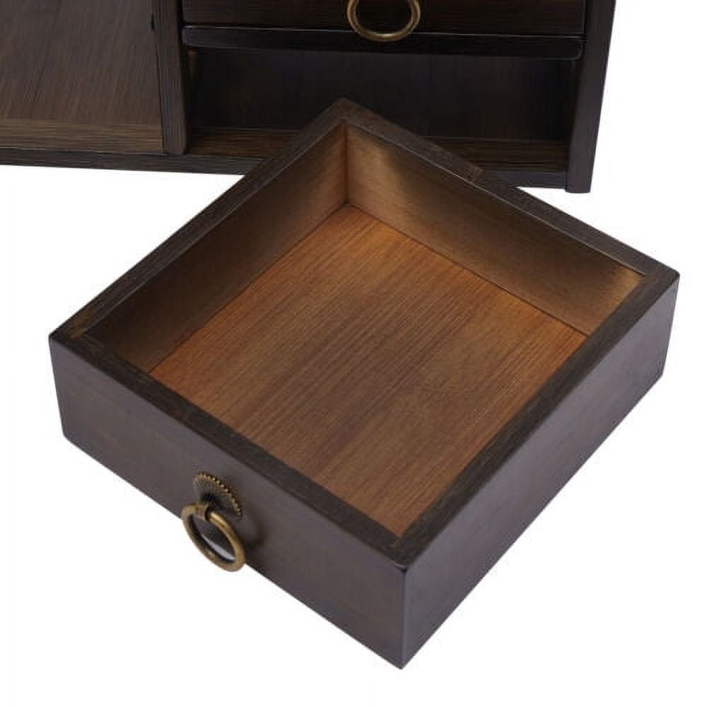 Bamboo Bookshelf Desktop Organizer Desk Rack Storage Shelves W/3 Drawers Office