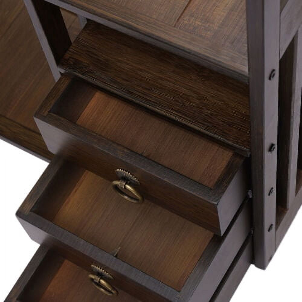 Bamboo Bookshelf Desktop Organizer Desk Rack Storage Shelves W/3 Drawers Office
