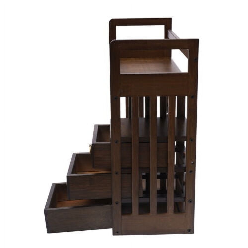 Bamboo Bookshelf Desktop Organizer Desk Rack Storage Shelves W/3 Drawers Office