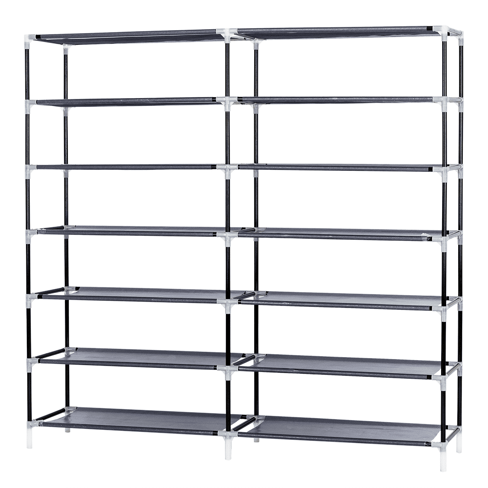 7-Tier Shoe Rack with Dust Cover - Holds 36 Pairs, 44" Wide Portable Shoe Organizer Cabinet for Closet, Gray Fabric Storage for Sneakers/Boots/Purses